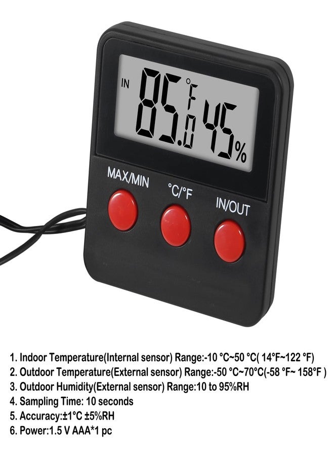 AITIAO Reptile Thermometer and Humidity Gauge with Probes and Suction Cup Reptile Terrarium Thermometer Hygrometer Digital Display Indoor Outdoor Aquarium Thermometer - Image 5
