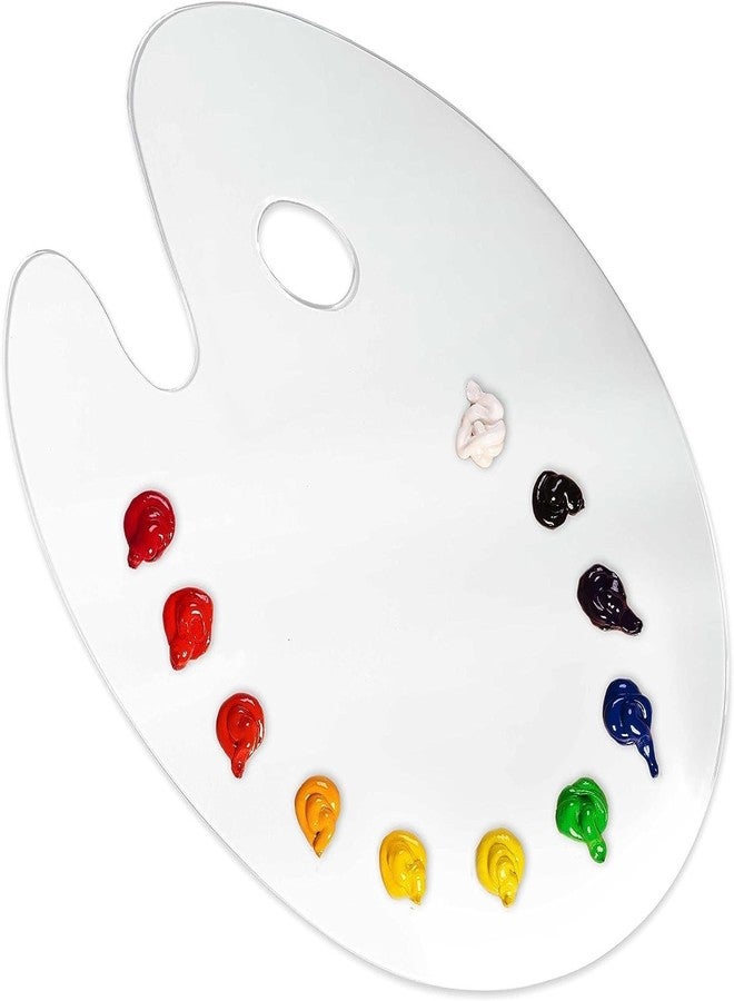 KRYTONE�1pcs Clear Oval-Shaped Acrylic Painting Palette - Thick Transparent Plastic Artist Paint Color Mixing Tray - Non-Stick, Easy Clean, Mix Acrylic, Oil - Adults, Kids, Students ((16 X 9) INCH) - Image 1