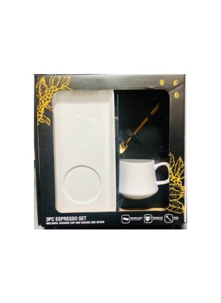 Espresso Coffee Set White and Gold Ceramic Cup Saucer and Spoon by cook prep eat 3pc - pzsku/ZD770F949404C5798DECBZ/45/_/1721486793/2c04bfb8-b8b1-48fd-88ac-2279afe937ff