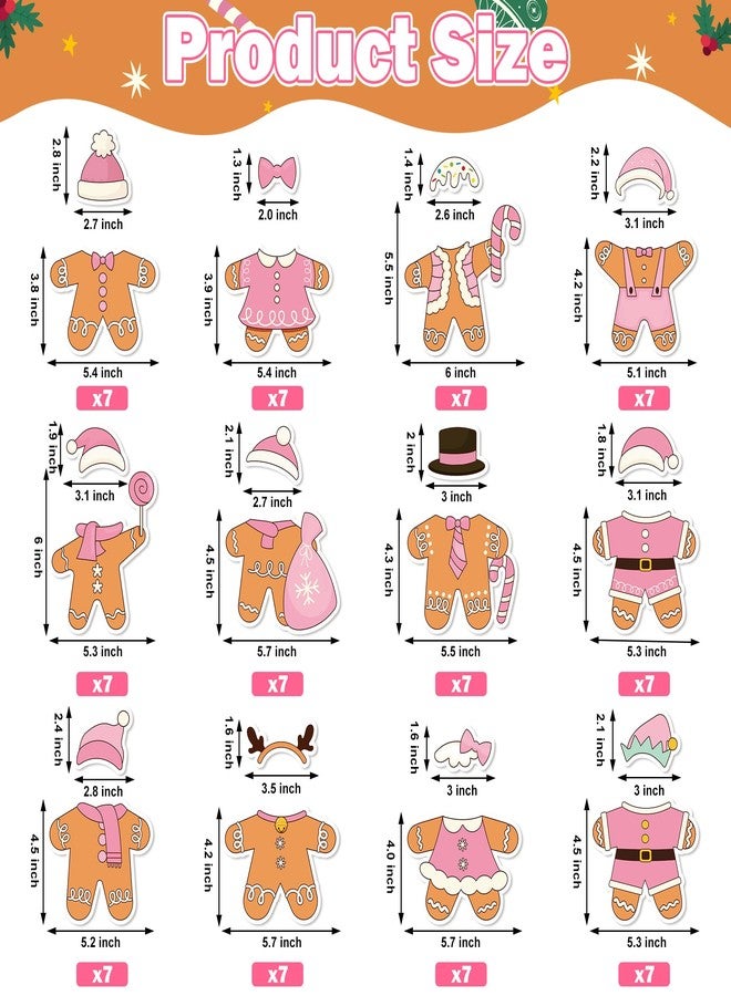 CPicdn 178Pcs Christmas Pink Gingerbread Man Cutouts, Christmas DIY Photo Craft Cutouts Wall Classroom Bulletin Board Decoration, Elementary School Classroom Chalkboard Supplies Wall Door Decor - Image 2