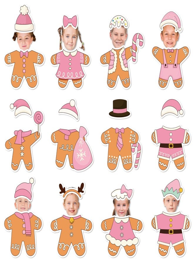 CPicdn 178Pcs Christmas Pink Gingerbread Man Cutouts, Christmas DIY Photo Craft Cutouts Wall Classroom Bulletin Board Decoration, Elementary School Classroom Chalkboard Supplies Wall Door Decor - Image 1