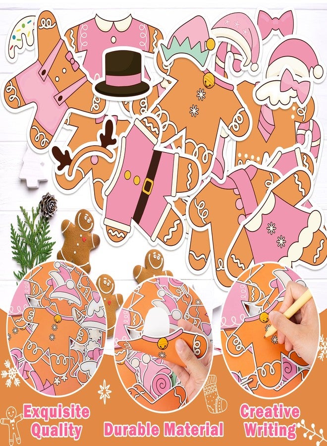 CPicdn 178Pcs Christmas Pink Gingerbread Man Cutouts, Christmas DIY Photo Craft Cutouts Wall Classroom Bulletin Board Decoration, Elementary School Classroom Chalkboard Supplies Wall Door Decor - Image 3