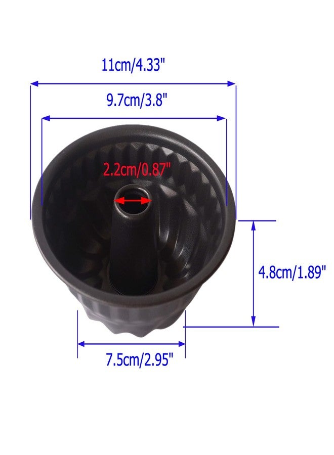 Proshopping 4 Inch Fluted Cake Pan, 4 Pack Mini Tube Cake Pan Set, Nonstick Fluted Tube Cake Pan, Reusable Carbon Steel Small Baking Cup Mold for Brownie, Jello, Bavarois - Round, Black - Image 2