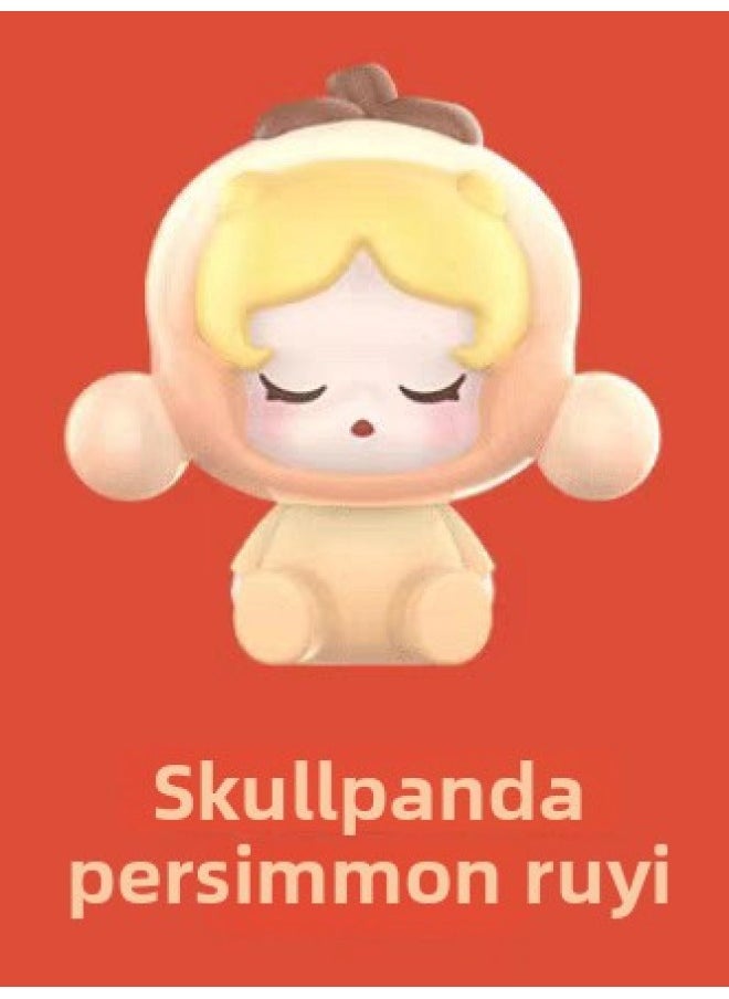 Authentic Bubble Mart Pop Maet Year Sitting Cute Good Luck Good Luck Series Doll Trendy Toy Ornaments-Color:Sp Persimmon Persimmon Ruyi  - Image 1