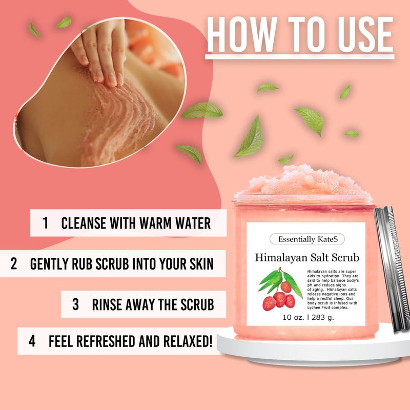 Essentially KateS Himalayan Salt Scrub 10 oz - UNCOVER ULTIMATE SKIN HYDRATION and bestow glowing, healthier skin - The best stocking stuffer. - Image 3