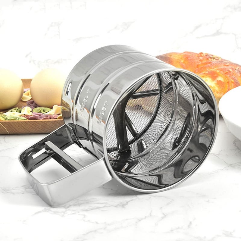 مصفاة دقيق محمولة من الفولاذ المقاوم للصدأ ذات شبكة ناعمة لخبز البسكويت والكعك - Image 3