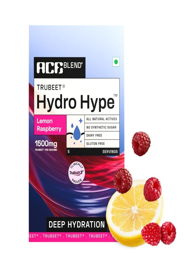 Ace Blend Hydro Hype (5 Sachets) | Energy & Blood Flow | Instant Hydration | Full-Spectrum Electrolytes | 100% Natural Beetroot Extract Multi Vitamins & Minerals | Lemon Raspberry - Image 1