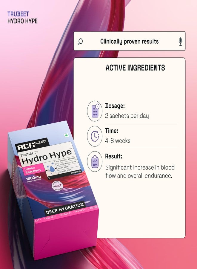 Ace Blend Hydro Hype (5 Sachets) | Energy & Blood Flow | Instant Hydration | Full-Spectrum Electrolytes | 100% Natural Beetroot Extract Multi Vitamins & Minerals | Lemon Raspberry - Image 4