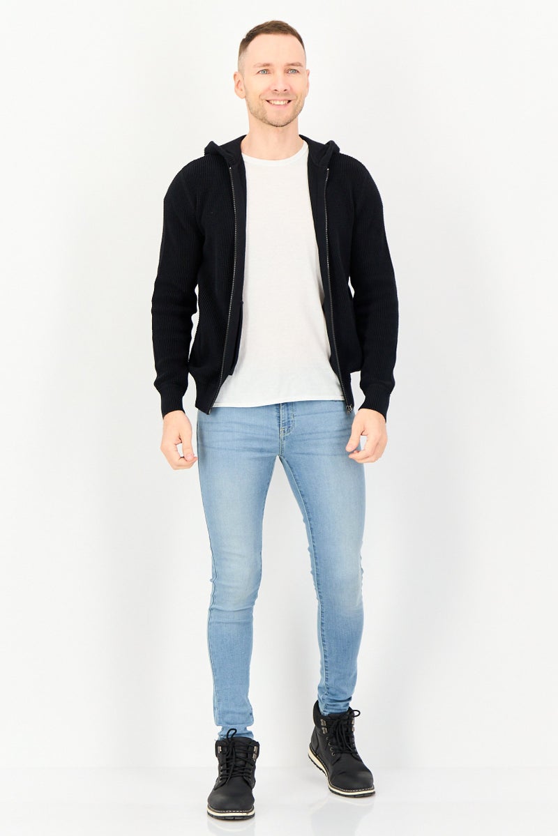 Celio Men Crochet Long Sleeve Hoodie, Black - Image 4