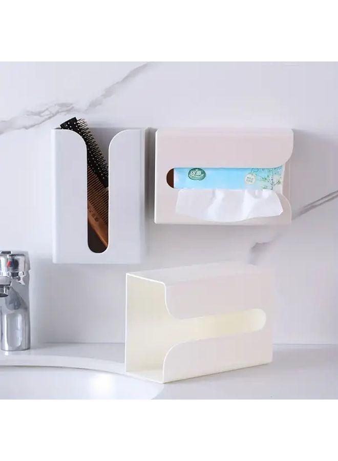 Small White Plastic Tissue Box Holder For Kitchen Bathroom Bedroom Office - Image 3
