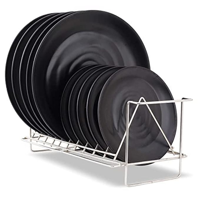 MELAMINE MATTE BLACK SPIRAL DESIGN PLATES SET PACK OF 06 3 FULL PLATE3 HALF PLATE DINNER SET COLLECTION FOR KITCHEN