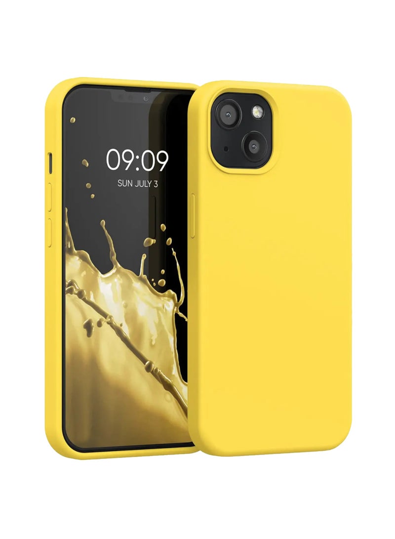 جراب iPhone 13 أصفر من السيليكون (6.1 بوصة) - غطاء واقٍ مقاوم للصدمات بتصميم رفيع | جراب خلفي متين من السيليكون ناعم الملمس ومضاد للخدش لهاتف Apple iPhone 13 المحمول