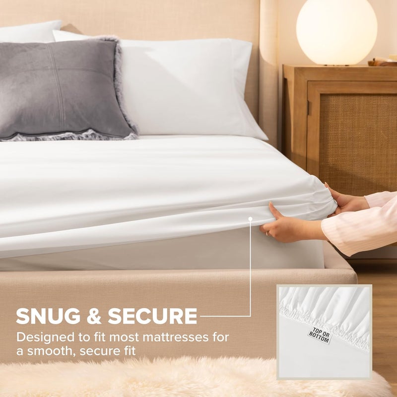 UGG 11787 Alahna Full Bed Sheets and Pillowcases 4-Piece Set Sleep in Luxury Machine Washable Deep Pockets Wrinkle-Resistant Silky Cooling Technology for All-Season Comfort, Full, Snow - Image 4