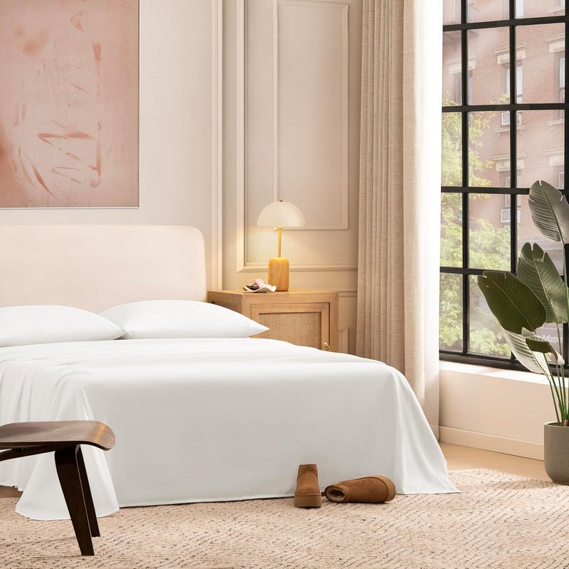 UGG 11787 Alahna Full Bed Sheets and Pillowcases 4-Piece Set Sleep in Luxury Machine Washable Deep Pockets Wrinkle-Resistant Silky Cooling Technology for All-Season Comfort, Full, Snow - Image 2