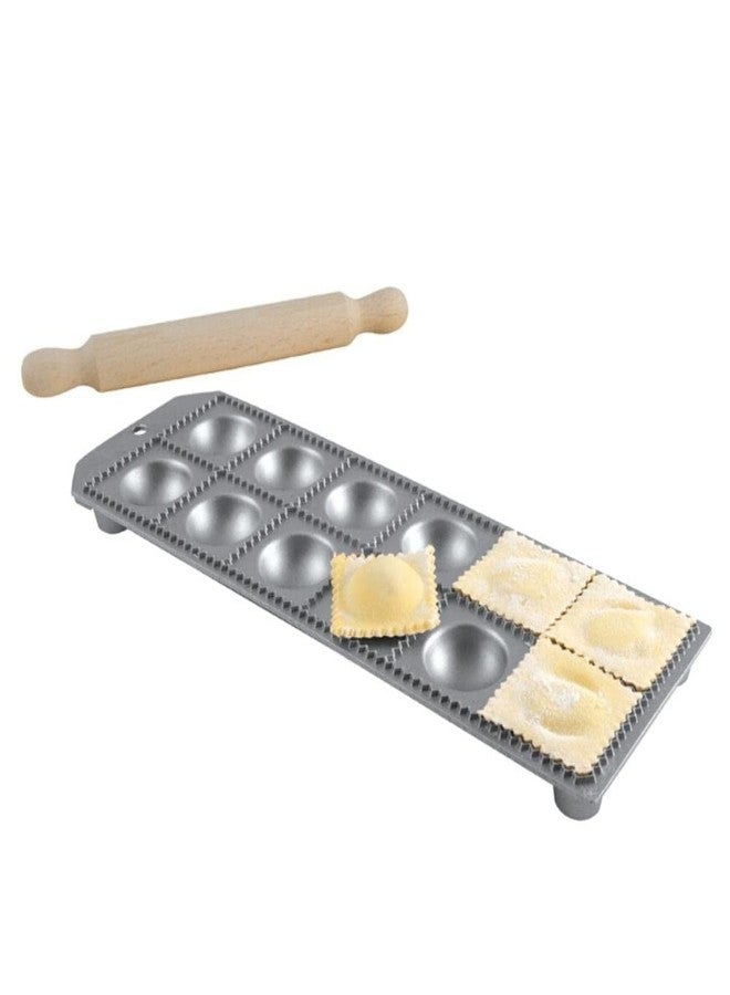 Eppicotispai 12-Hole Aluminum Round Ravioli Maker with Rolling Pin - Image 1
