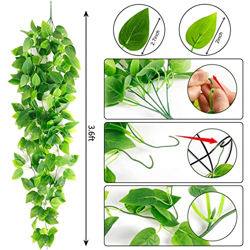 Tdas Plastic Artificial Plants Leaves Hanging Ivy Garlands Plant Greenery Vine Creeper Home Decor Door Wall Balcony Decoration Party Festival Craft (Design1 (1 Piece)) - Image 2