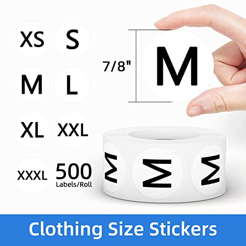 Printholic 3500 PCS Clothing Size Stickers Labels 7/8" Round Self Adhesive Size Stickers for Clothing T Shirts Retail, 7 Sizes (XS, S, M, L, XL, XXL, XXXL) - Image 2