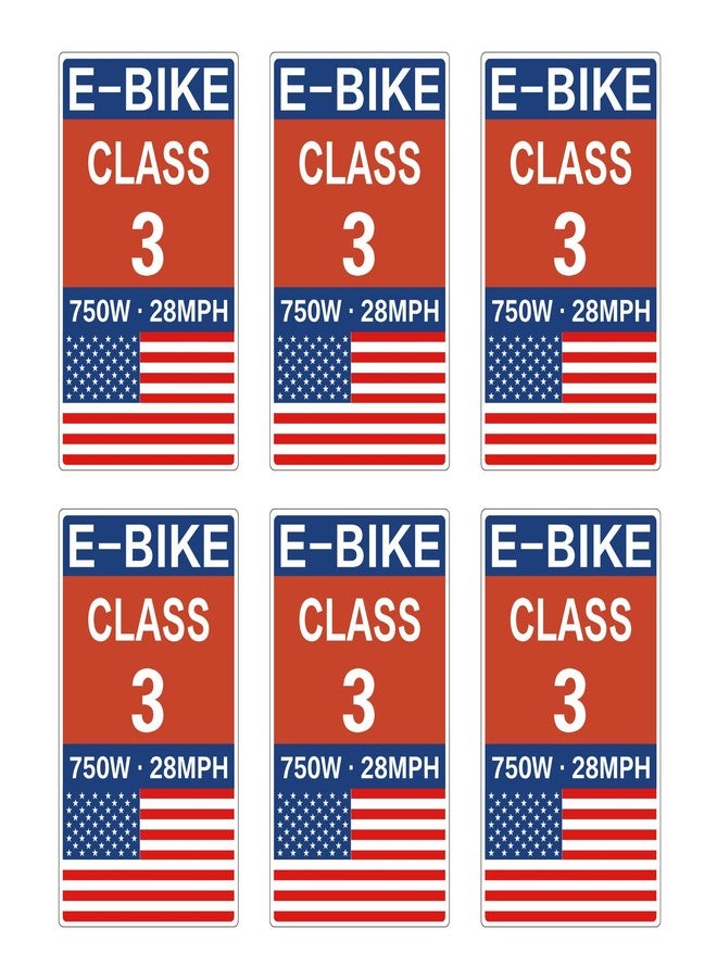 Nitomile E-Bike Classification Sticker Set, 750W Power Rating, Class 3 Speed Ratings 28 MPH, American Flag Design (Class 3 Set) - Image 1