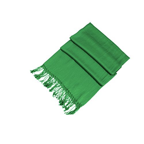 Sakkas Large Soft Silky Pashmina Shawl Wrap Scarf in Solid Colors - Kelly Green - Image 2