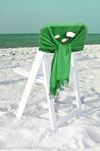 Sakkas Large Soft Silky Pashmina Shawl Wrap Scarf in Solid Colors - Kelly Green - Image 4