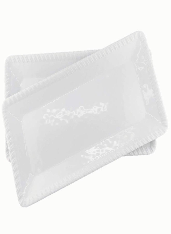 KX-WARE 17-Inch Melamine Serving Tray/Platters Set of 2, White & Rectangular | 100% Melamine,Dishwasher Safe,BPA Free - Image 1