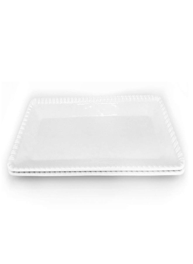 KX-WARE 17-Inch Melamine Serving Tray/Platters Set of 2, White & Rectangular | 100% Melamine,Dishwasher Safe,BPA Free - Image 5