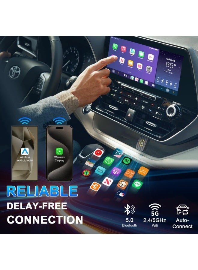 Digisand Wireless CarPlay Adapter for iPhone & Android Auto Carplay ,2-in-1 Convert Wired to Wireless Apple CarPlay Adapter, Low Latency CarPlay Adapter,for apple car play wireless adapter, USB-A & USB-C Compatible,Plug & Play - Image 4