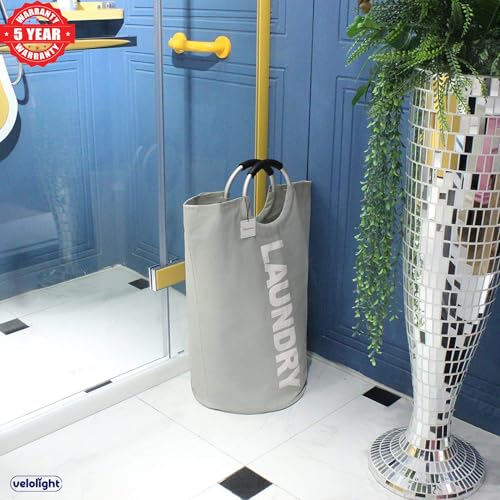Velolight Laundry Basket with Handles (X-Large 115 Ltr) Big Foldable Laundry Bag Waterproof Bin Hamper for Dirty Used Clothes for Washing (79Cms * 43Cms) (Light Grey, X-Large) - Image 5