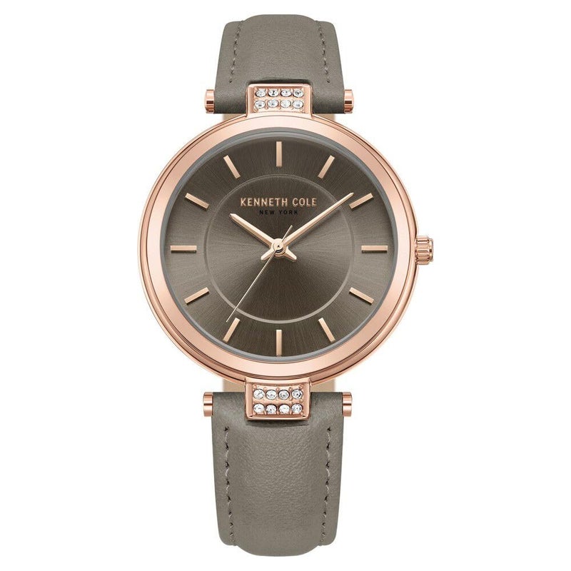Kenneth Cole Classic Quartz Analog Grey Dial Grey Leather Strap Watch for Women - KCWLA0026702LD - Image 2