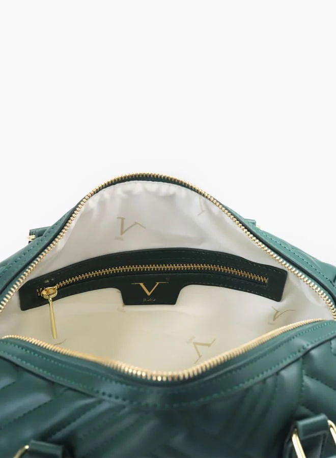 V Italia Quilted Tote Bag with Detachable Strap and Zip Closure