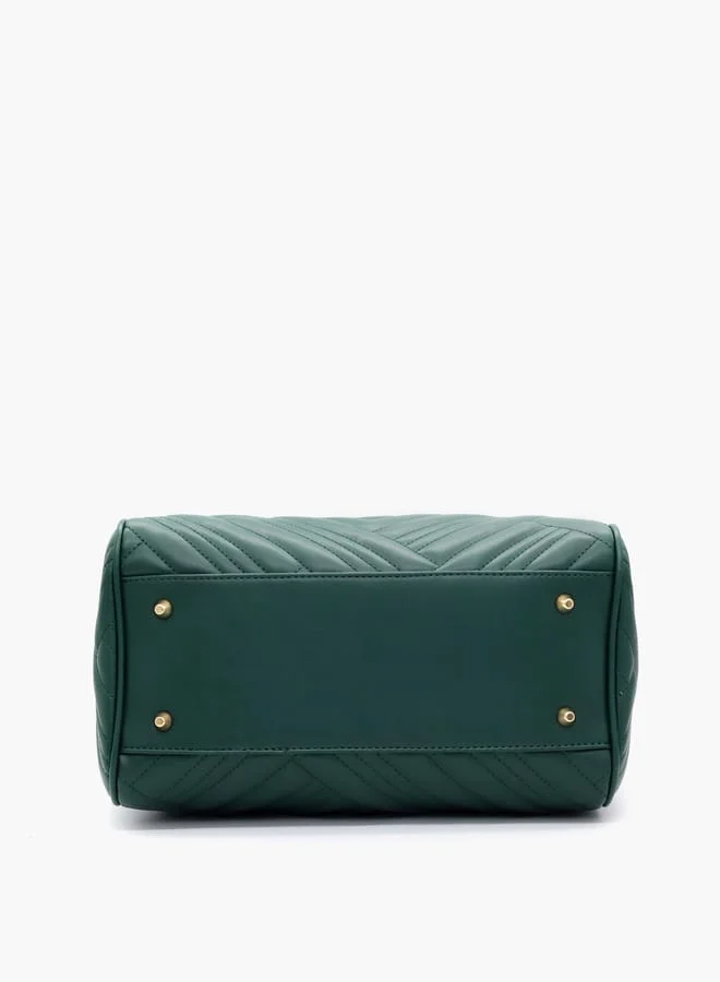 V Italia Quilted Tote Bag with Detachable Strap and Zip Closure