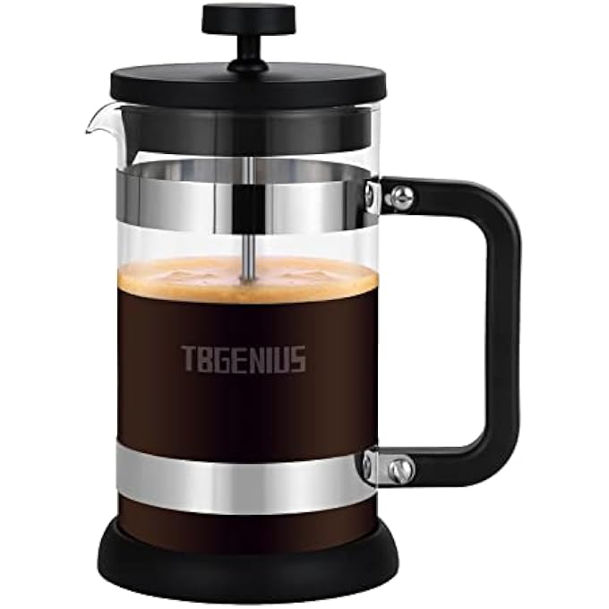 TBGENIUS 3 Cup Cafetiere Coffee Press French Press Maker For Filter Coffee Loose Tea And Milk Froth With Triple Stainless Steel Filter Heat Resistant Borosilicate Glass 06 L  21 Oz - Image 1