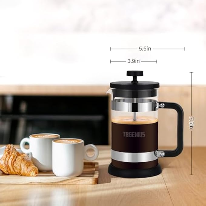 TBGENIUS 3 Cup Cafetiere Coffee Press French Press Maker For Filter Coffee Loose Tea And Milk Froth With Triple Stainless Steel Filter Heat Resistant Borosilicate Glass 06 L  21 Oz - Image 5