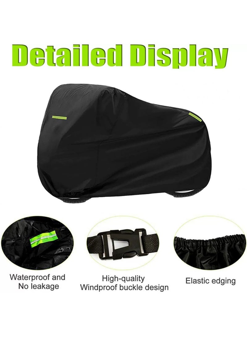 Generic Motorcycle Cover Waterproof, Oxford Bicycle Cover Outdoor, Weather Protection Cover, Rain Sun UV Dust Proof Accessory for Mountain Road Black  - Image 3