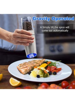 Generic 1 Pcs Electric Gravity Pepper and Salt Grinder,With Adjustable Coarseness, Adjustable Coarseness LED light, Battery Powered, Refillable Automatic One-Hand Operated  - Image 2