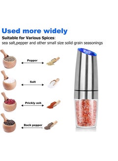 Generic 1 Pcs Electric Gravity Pepper and Salt Grinder,With Adjustable Coarseness, Adjustable Coarseness LED light, Battery Powered, Refillable Automatic One-Hand Operated  - Image 3
