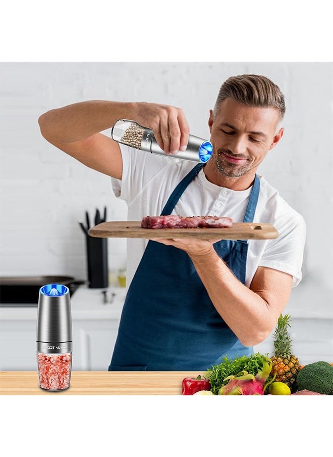 Generic 1 Pcs Electric Gravity Pepper and Salt Grinder,With Adjustable Coarseness, Adjustable Coarseness LED light, Battery Powered, Refillable Automatic One-Hand Operated  - Image 5