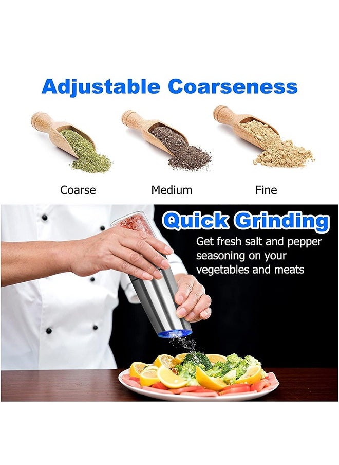 Generic - 1 Pcs Electric Gravity Pepper and Salt Grinder,With Adjustable Coarseness, Adjustable Coarseness LED light, Battery Powered, Refillable Automatic One-Hand Operated - Image 1