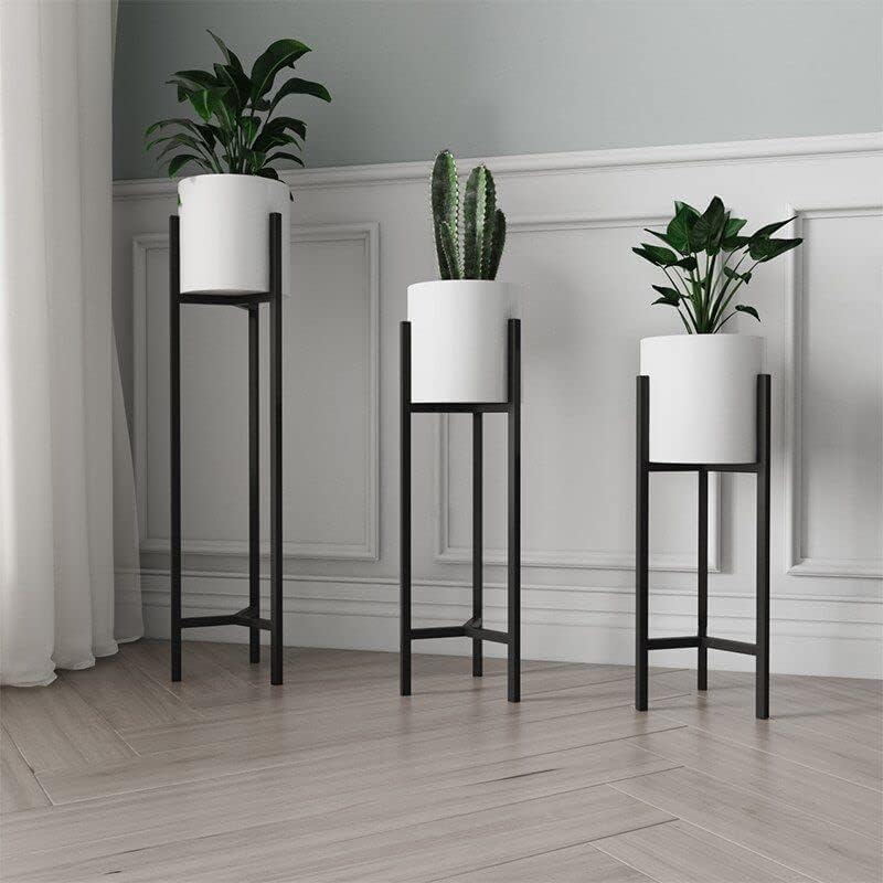 Bee Creative Metal Plant Stand - A Durable and Stylish Display for Your Plants and Home Decor - Three Height Options - Metal Powder-Coated (WHITE/BLACK) - Image 2