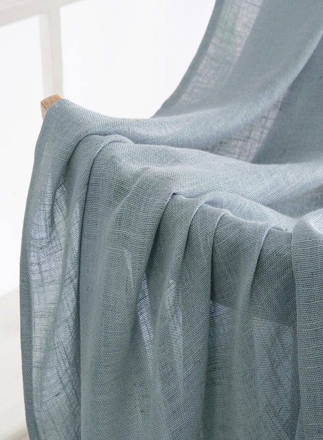 MIULEE Dusty Blue Linen Curtains 108 Inches Long 2 Panels for Bedroom Living Room, Soft Thick Linen Textured Window Drapes Semi Sheer Light Filtering Back Tab Rod Pocket Light Blue Decor - Image 4