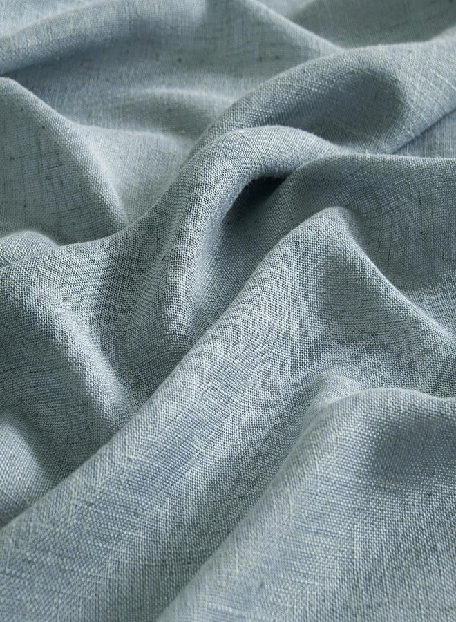 MIULEE Dusty Blue Linen Curtains 108 Inches Long 2 Panels for Bedroom Living Room, Soft Thick Linen Textured Window Drapes Semi Sheer Light Filtering Back Tab Rod Pocket Light Blue Decor - Image 3