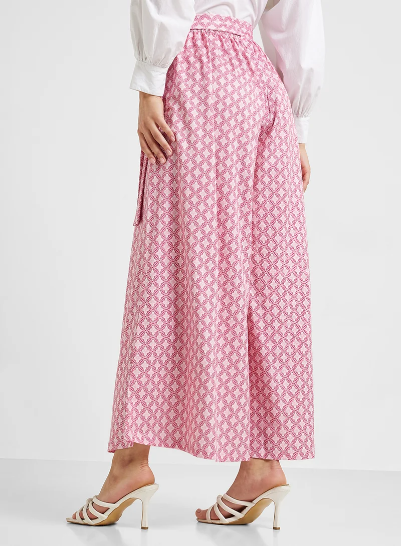 Khizana Printed Pants With Wiast Tie Up