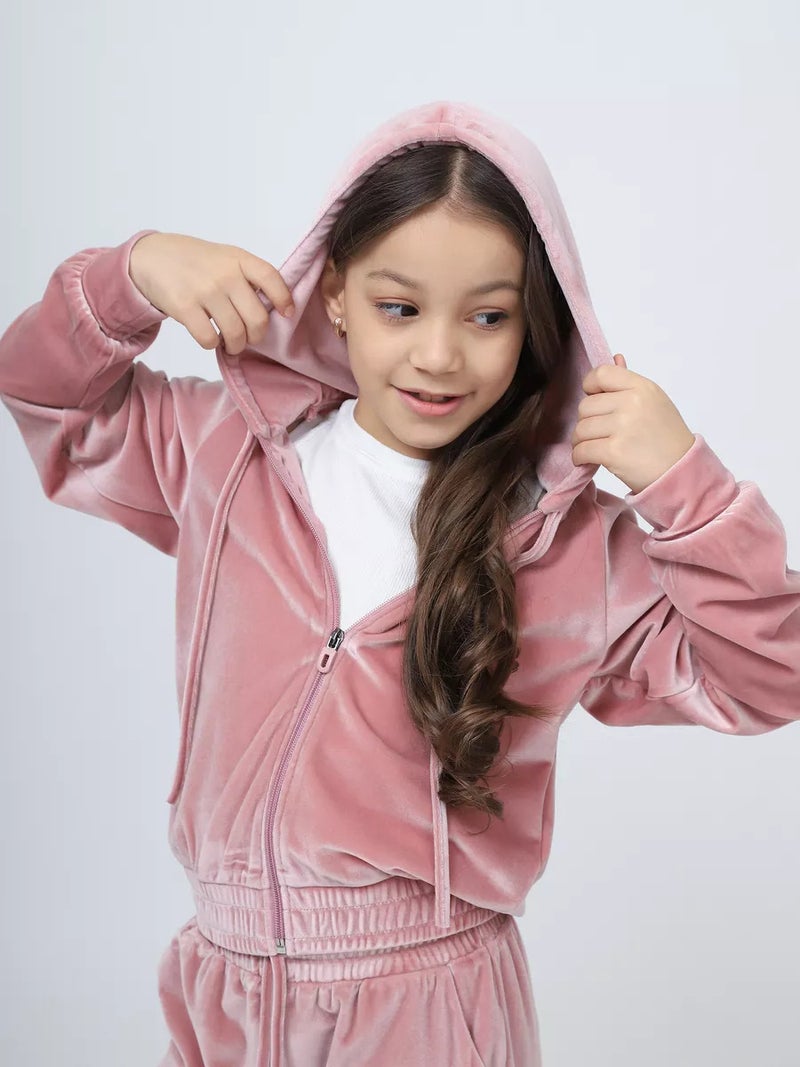 2025 Amazon ebay European and American Foreign Trade Girls Sports Cap Velvet suit Leisure Wear Two-Piece Set Pink