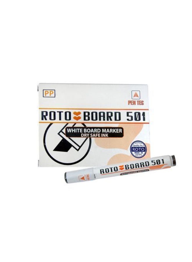 Rohto Roto Whiteboard Marker – a pen designed for use on whiteboards for writing and drawing. Available in black; the box contains 12 pens. - Image 2