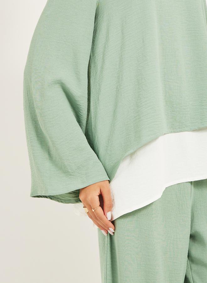 Styli Wide leg pants and long top modest set  - Image 4