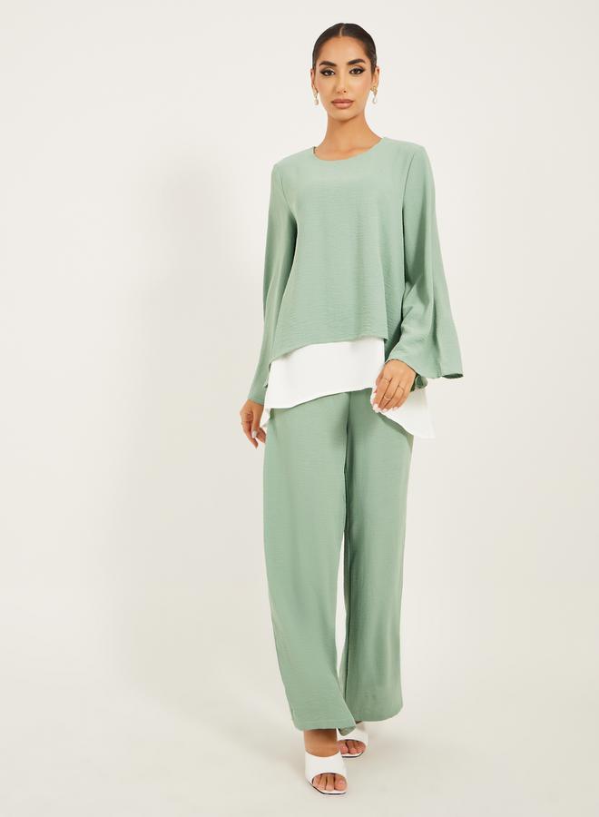 Styli Wide leg pants and long top modest set  - Image 1