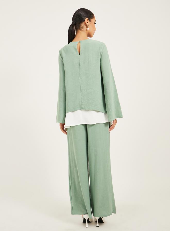 Styli Wide leg pants and long top modest set  - Image 5