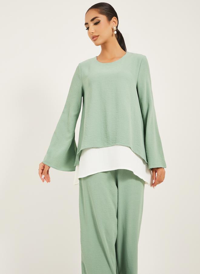 Styli Wide leg pants and long top modest set  - Image 3