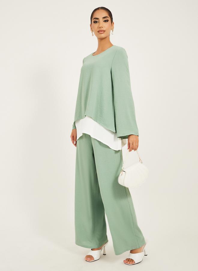 Styli Wide leg pants and long top modest set  - Image 2