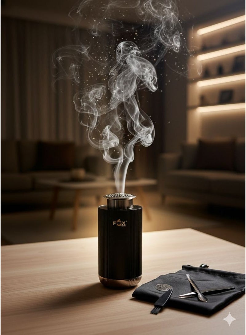 Fox electric incense burner V5 for car and home use with a USB Type-C port in black. - Image 3